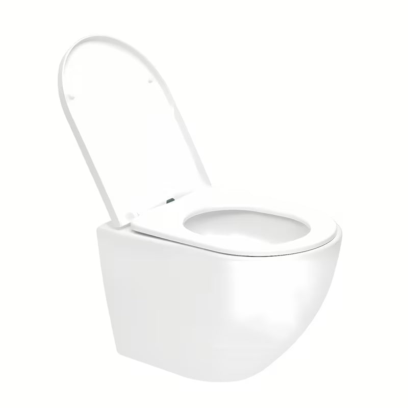 Bijeli viseća WC školjka SAT Fusion s vrtložnim ispiranjem i sjedalom soft Close.