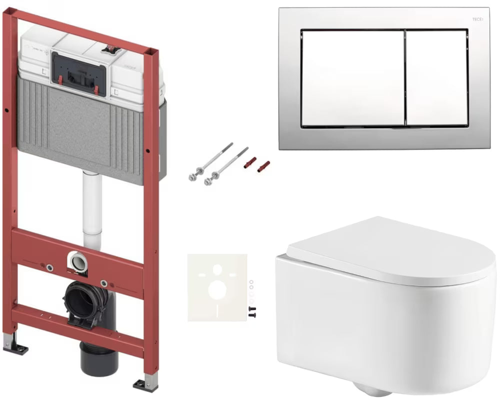 Viseći WC set SAT pro za lagane zidove s modulom, vodokotlićem TECEbase, tipkom za ispiranje i sjedalom soft Close.
