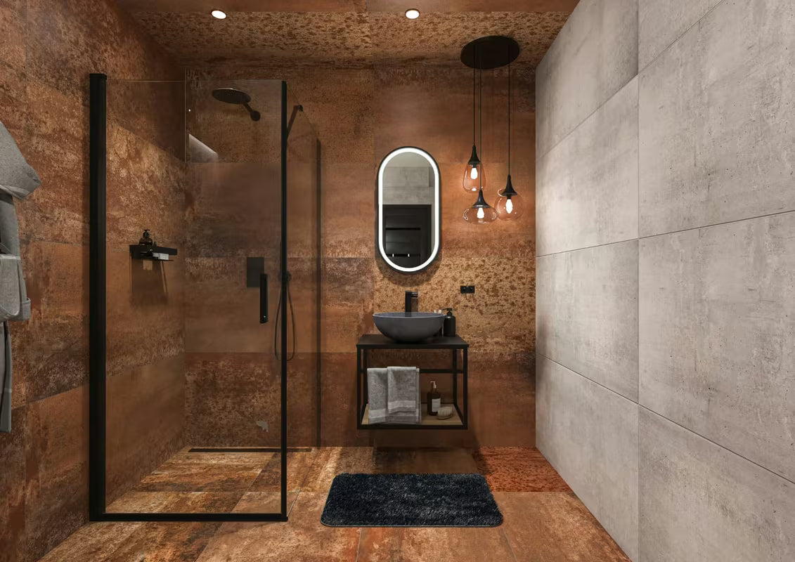 Ovalno kupaonsko ogledalo SAT 40x80 cm u crnom okviru s LED osvjetljenjem i sa senzorskim upravljanjem.