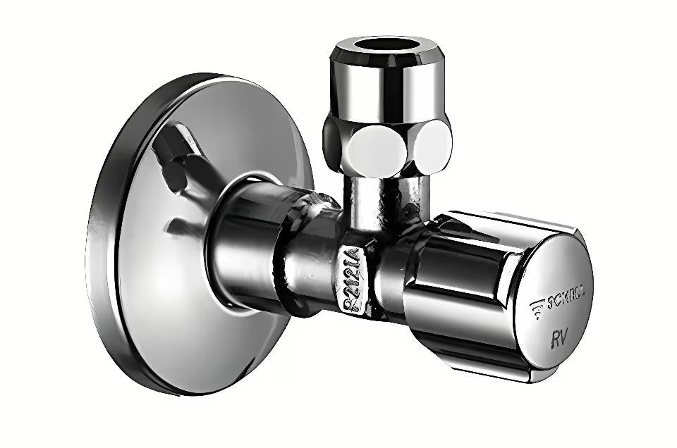 Kromirani kutni ventil Schell Comfort s dvostrukim nepovratnim ventilom i ručkom Comfort.