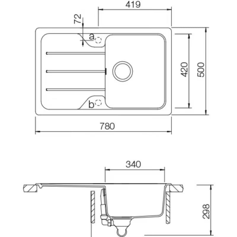 Schock Formhaus D100S granitni sudoper s ocjeđivačem na radnu ploču u boji croma