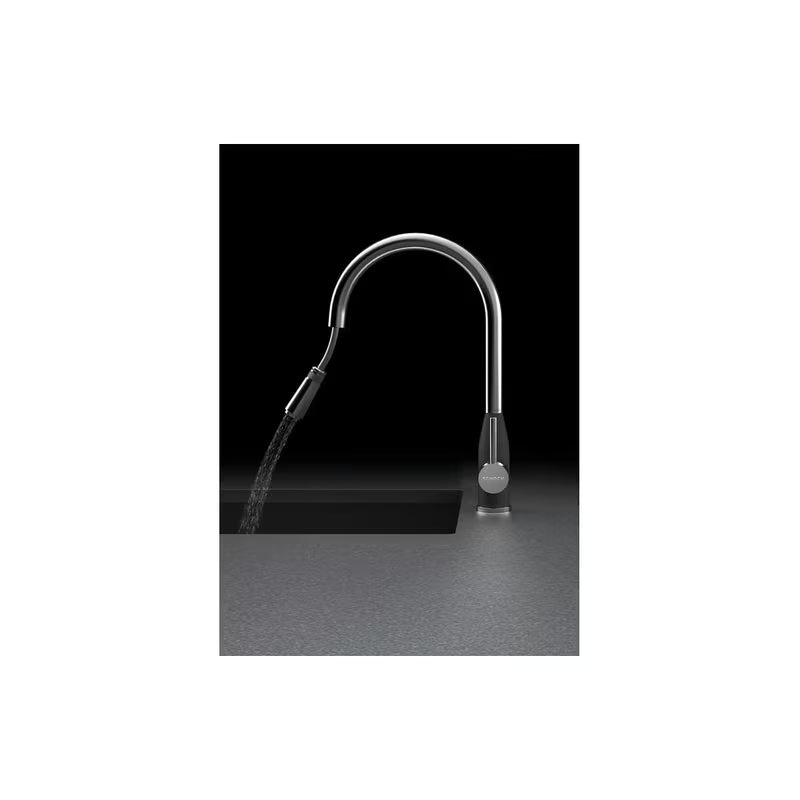 Crna miješalica za sudoper Schock Kavus s izvlačnim tušem u izvedbi puro