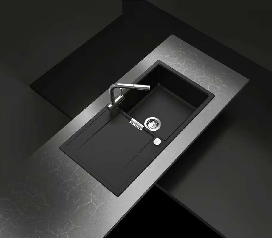 Granitni sudoper Schock Mond s ocjeđivačem u boji magma pro ugradnja na radnu ploču