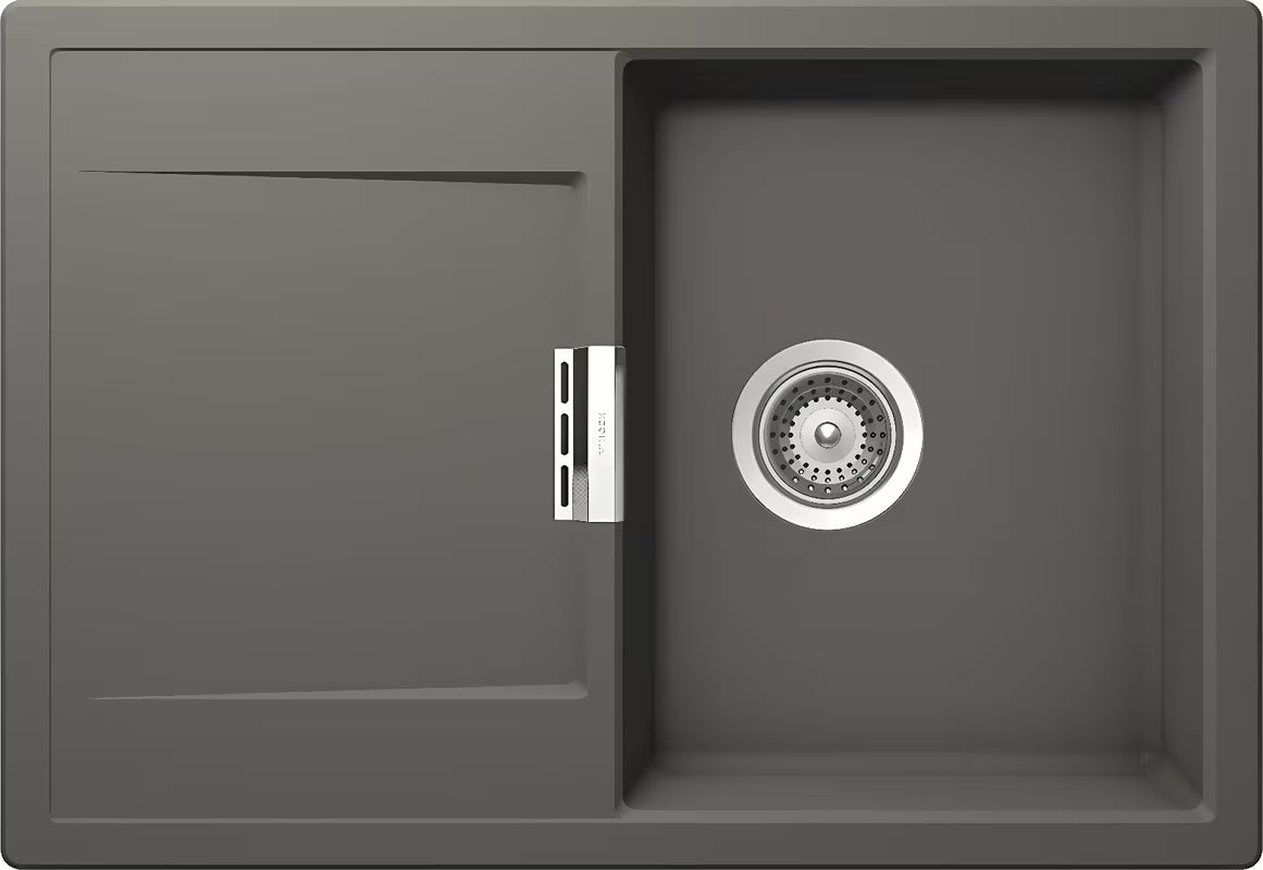 Granitni sudoper Schock Mono D100 s ocjeđivačem u boji silverstone pro montaža na radnu ploču.