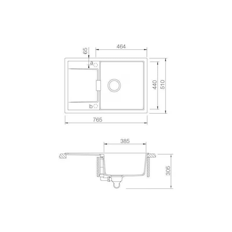 Granitni sudoper Schock Mono D100 s ocjeđivačem u boji silverstone pro montaža na radnu ploču.
