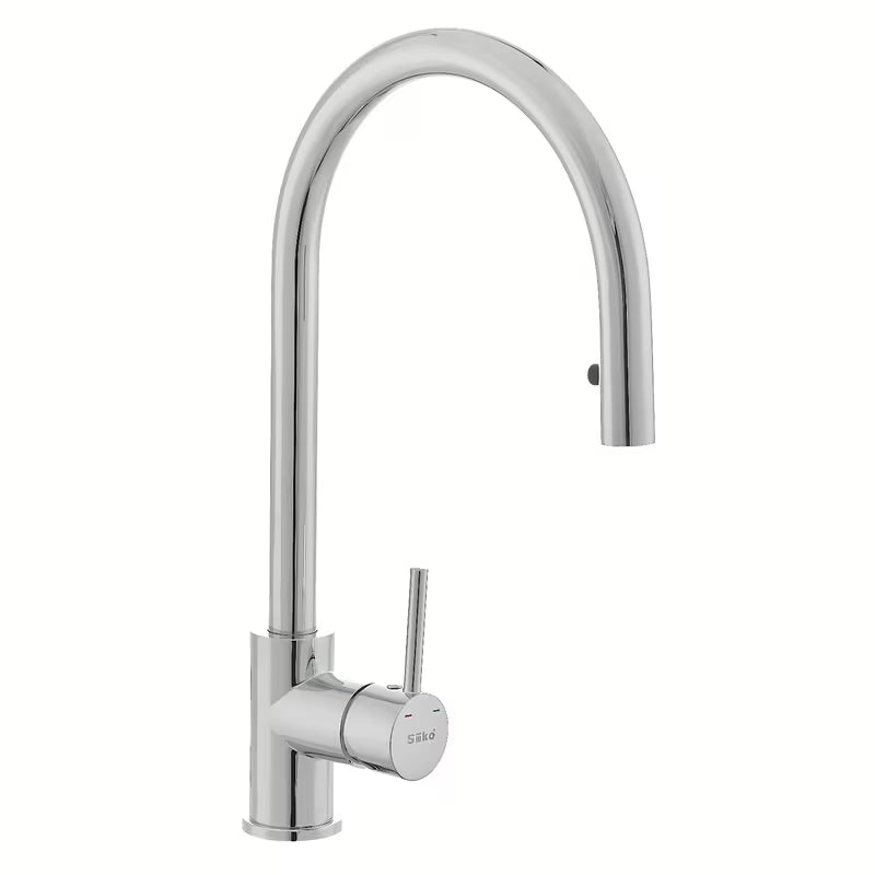 Kromirana miješalica za sudoper SIKO Chrome s izvlačivim tušem i zakretnim krakom