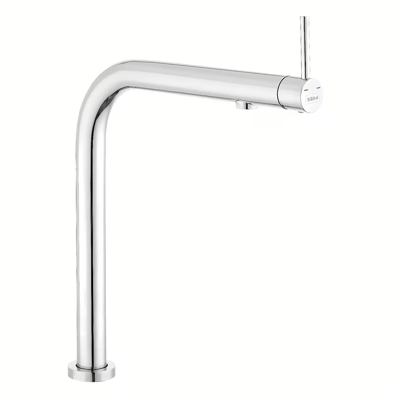 Kromirana miješalica za sudoper SIKO Chrome s uvlačnim pričvršćenjem pro za montažu ispod prozora i ručicom uz izljev