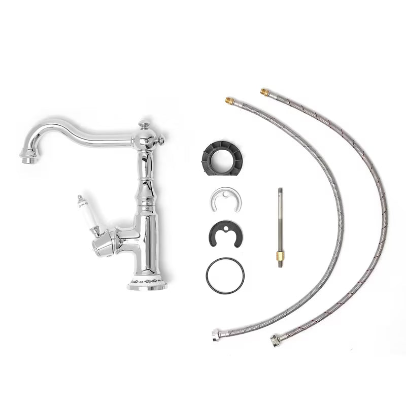 Kromirana miješalica za sudoper SIKO Provence s ručicom za upravljanje i zakretnim izljevom u retro dizajnu.