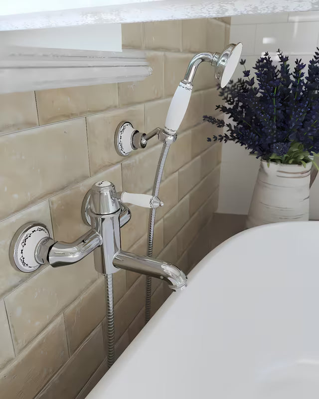 Ručni tuš SIKO Provence u retro dizajnu, metalna izvedba, 1 funkcija, promjer 7,3 cm.