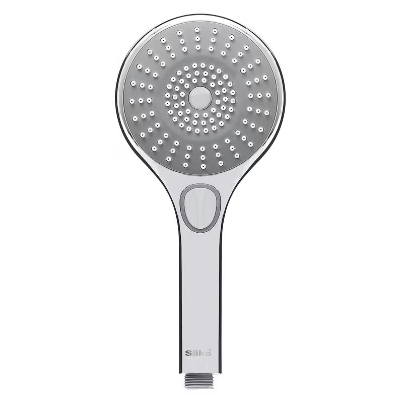 Kromirana ručna tuš slušalica SIKO promjera 115 mm s prebacivanjem između 3 mlaza tipkom.