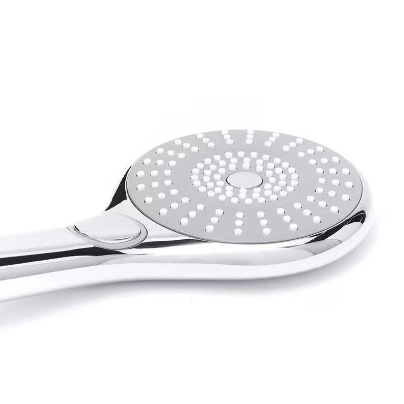 Kromirana ručna tuš slušalica SIKO promjera 115 mm s prebacivanjem između 3 mlaza tipkom.