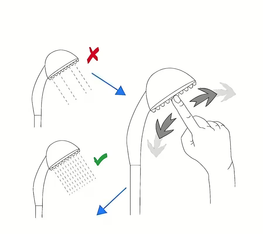 Kromirana ručna tuš slušalica SIKO promjera 115 mm s prebacivanjem između 3 mlaza tipkom.