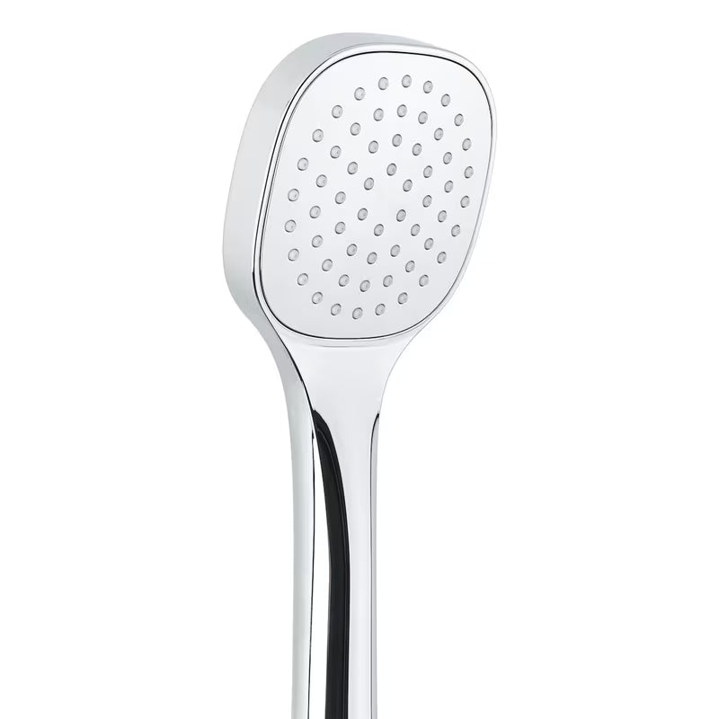 Kromirani set za kadu SIKO s ručnim tušem, mjedenim držačem i metalnim crijevom 150 cm, zaobljenog dizajna.