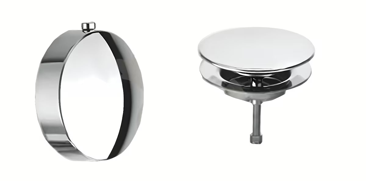 Kromirani odljevno preljevna garnitura za kadu Silfra s metalnim upravljačkim gumbom i čepom s pokrivnom kapicom