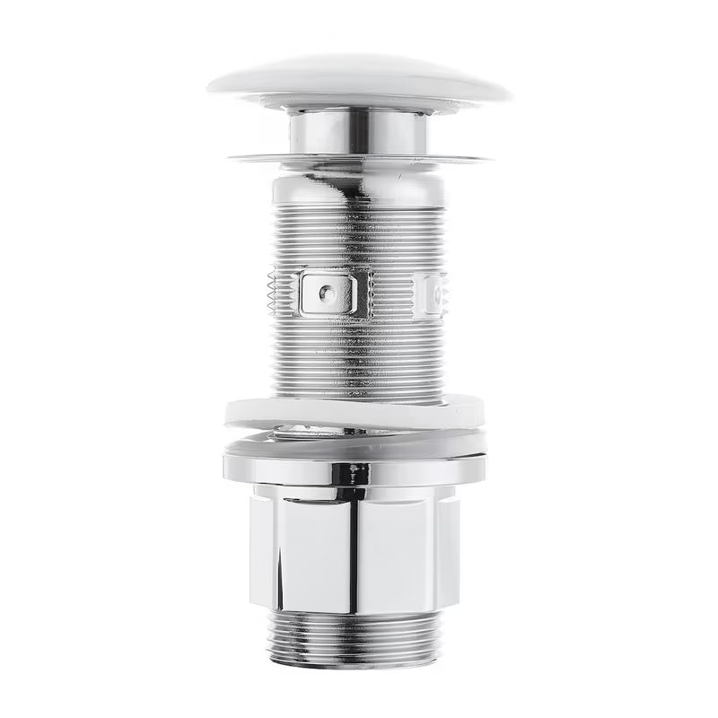 Bijela odvod za umivaonik s kapicom od istog materijala kao keramički umivaonik, zatvaranje pritiskom ClicClack.