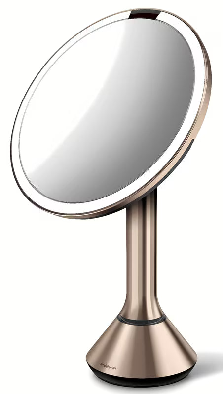 Kozmetičko ogledalo Simplehuman Dual Touch u boji rose gold s Tru-lux LED osvjetljenjem i upravljanjem jačine dodirom.