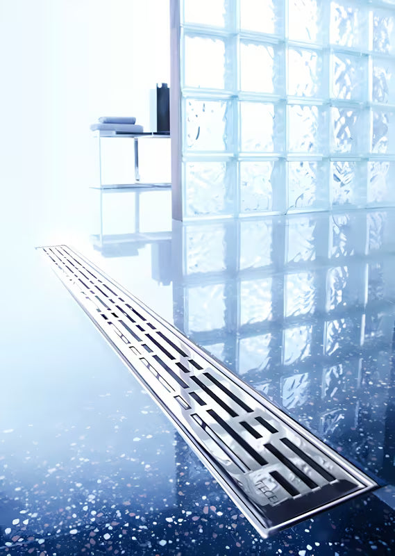 Dizajnerski rešetka Tece Drainline od brušenog nehrđajućeg čelika pro tuš kanalica