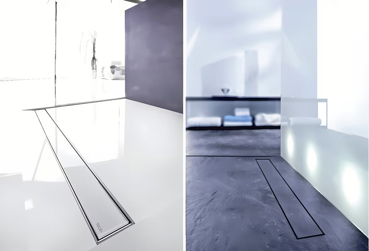 Ravna nehrđajuća rešetka Tece Drainline plate II pro za umetanje pločica s poliranim vidljivim rubovima