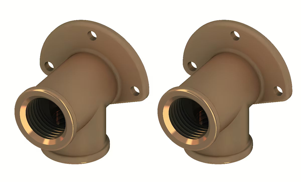 Set od dvije zidne pločice Teceone od crvene mjedi s unutarnjim navojem 1/2" x 1/2".