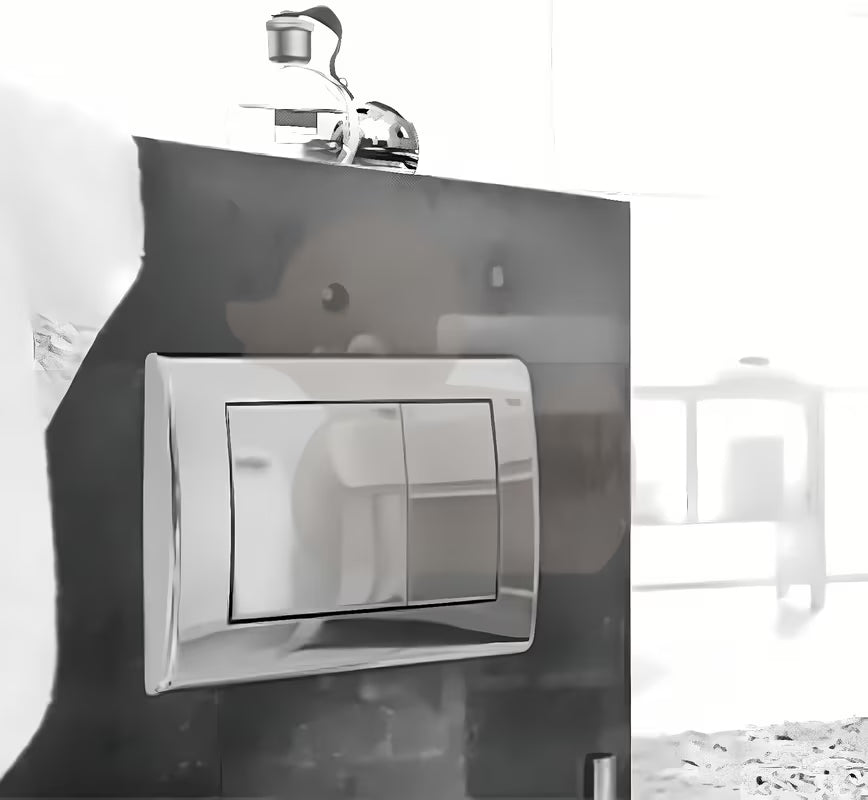 Tece Planus tipka za aktiviranje pro WC školjke, dvokoličinsko, u sjajno krom izvedbi od nehrđajućeg čelika.