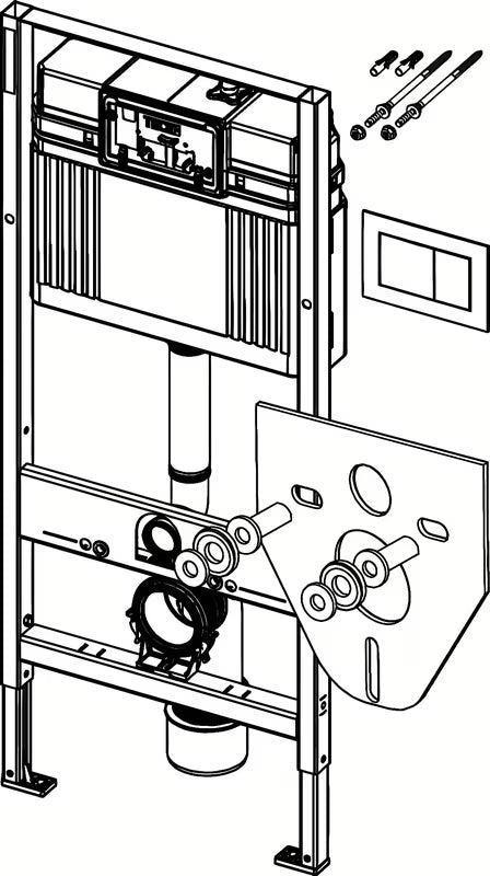 WC školjke set Tece Base s ugradbenim vodokotlićem i bijelom tipkom za ispiranje tecenow