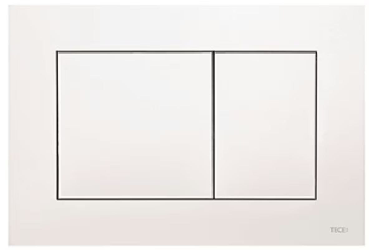 Bijela plastična tipka za aktiviranje Tece tecenow pro WC školjke s dvokoličinskim ispiranjem