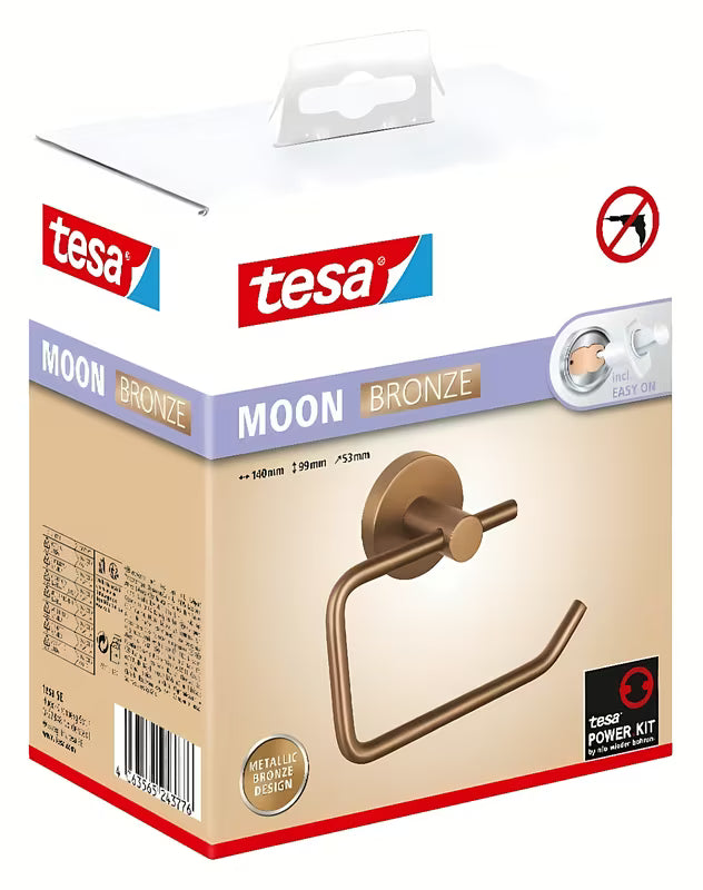 Brončani držač toaletnog papira Tesa bez poklopca, s montažom bez bušenja pomoću tesa Power.Kit