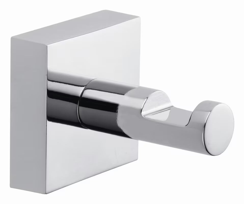 Kromirani samoljepljivi kukica Tesa Ekkro kvadratnog dizajna pro za vješanje ručnika bez bušenja.