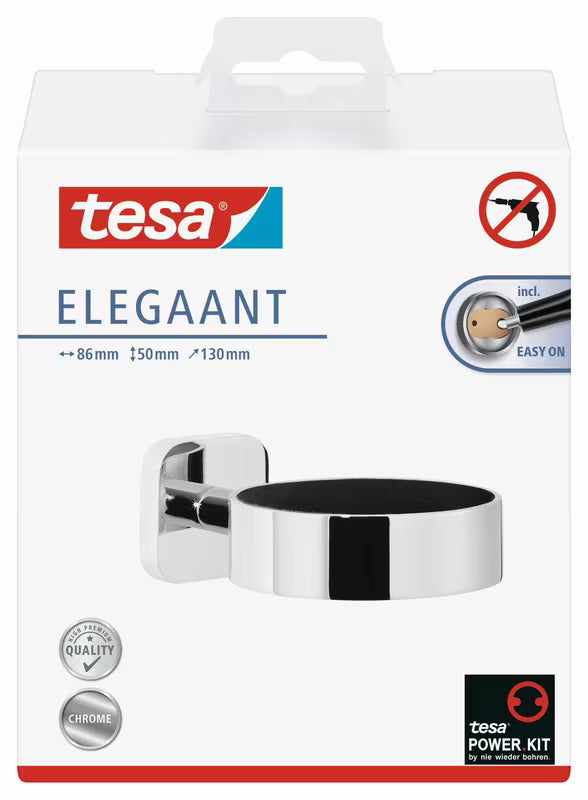 Kromirani zidni držač za sušilo za kosu Tesa Elegaant s Power.Kit montažom bez bušenja