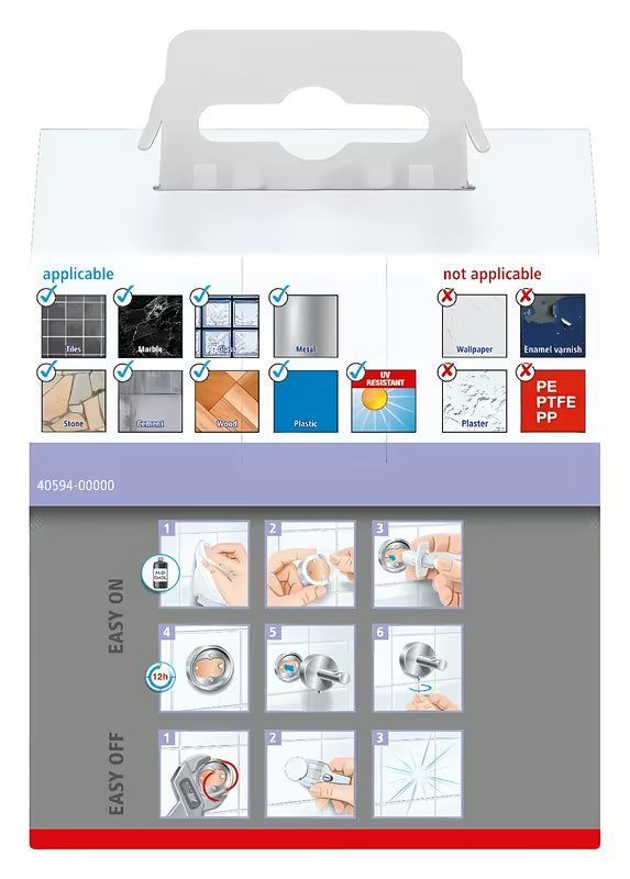 Kukica za ručnik Tesa u brušenoj hard graphite izvedbi s ljepljivom montažom tesa Power.Kit