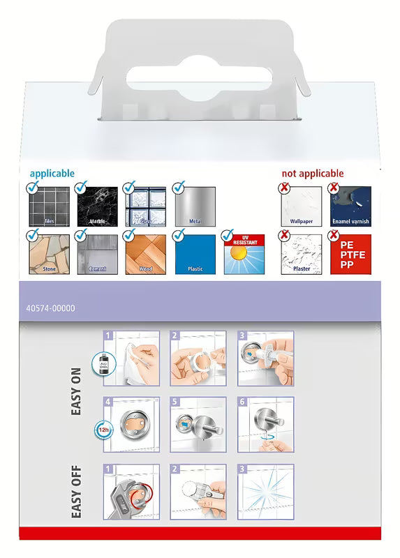 Mat bijeli kupaonski kukica Tesa Moon Black pro za vješanje ogrtača, s montažom bez bušenja