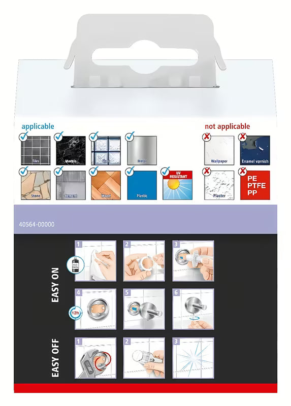 Mat crni kupaonski kukica Tesa Moon Black s ljepljivom montažom bez bušenja