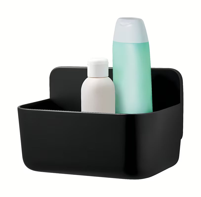 Crna tuš polica Tesa Lavaa bez bušenja s ljepljivim sustavom tesa Powerstrips Waterproof