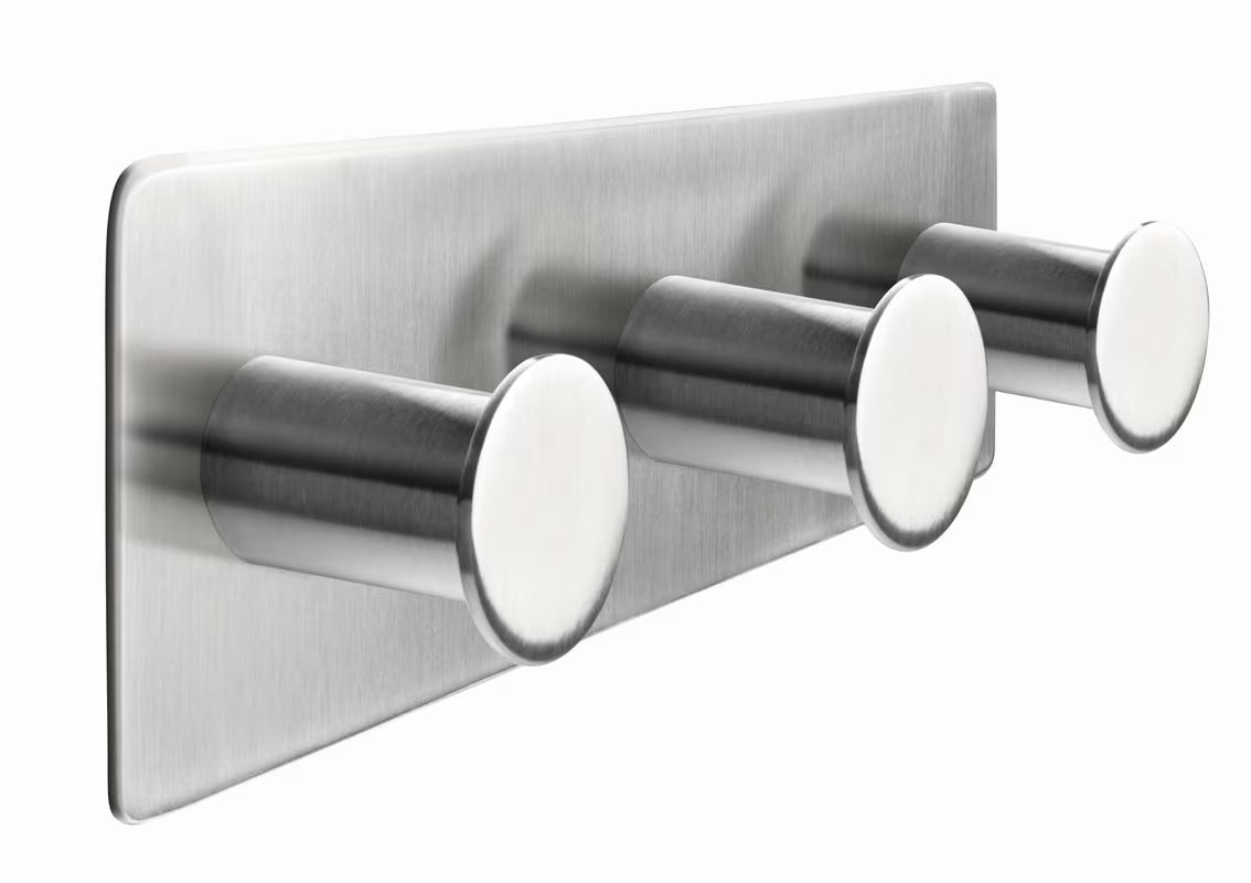 Trostruka Kukica tesa powerbutton od brušenog nehrđajućeg čelika pro montaža na zid bez bušenja