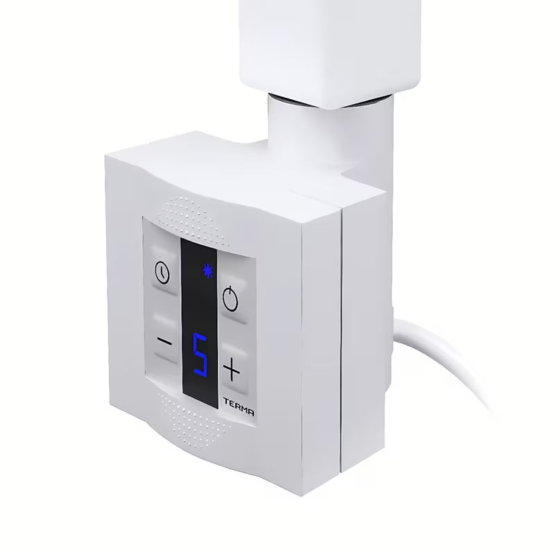 Bijeli električni radijator Thermal Trend KH Economy 60x150 cm s termostatom KTX i plavim LED zaslonom.