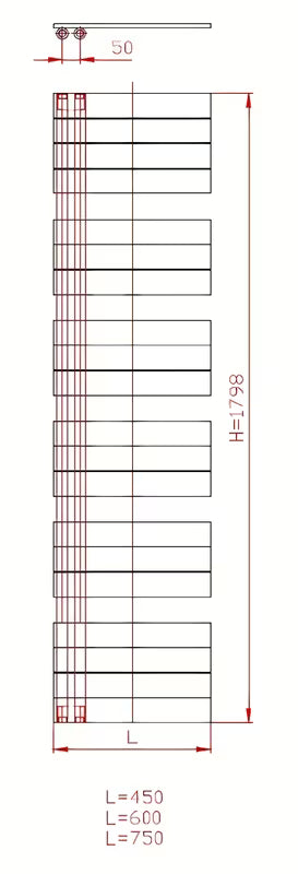 Kombinirani kupaonski radijator Thermal Trend Oliver 179x60 cm u antracit boji