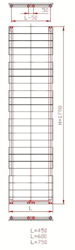 Kombinirani radijator Thermal Trend Viktor 179x60 cm u antracit boji pro za grijanje i sušenje ručnika.