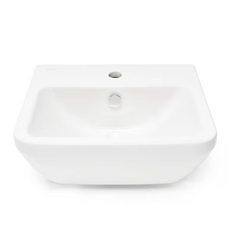Bijeli viseće keramički umivaonik vitra Integra 45x40 cm s otvorom pro za slavinu u sredini