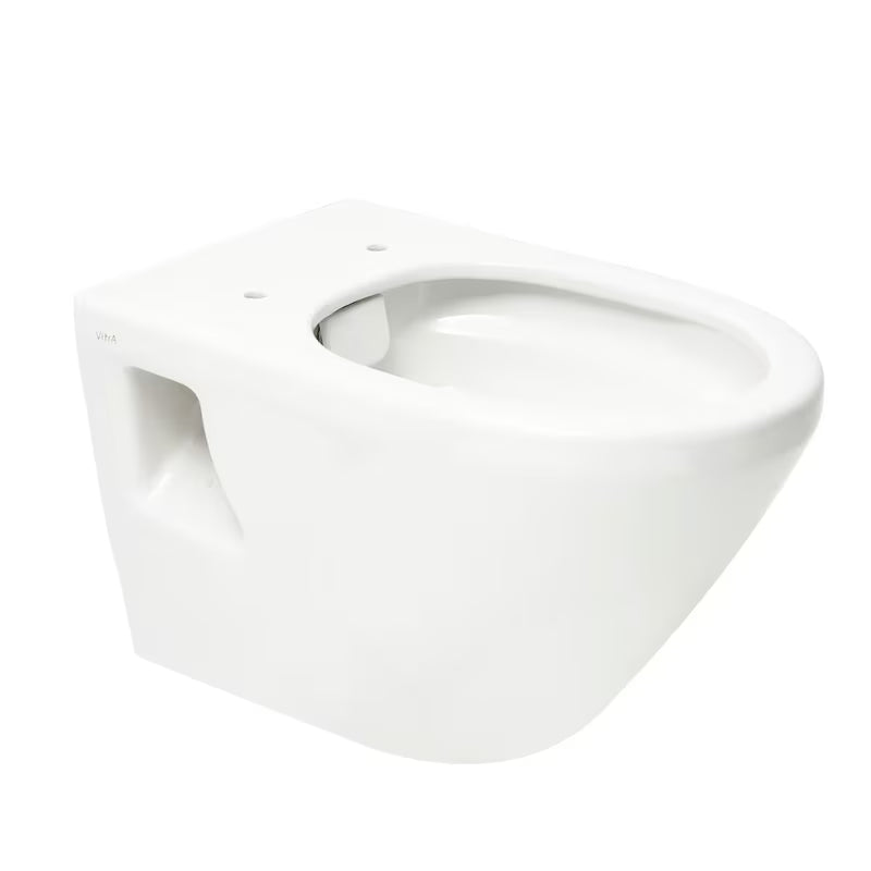 Bijeli viseća WC školjka vitra Integra bez sustava za ispiranje s tehnologijom Rim-Ex i sjedalom soft Close.