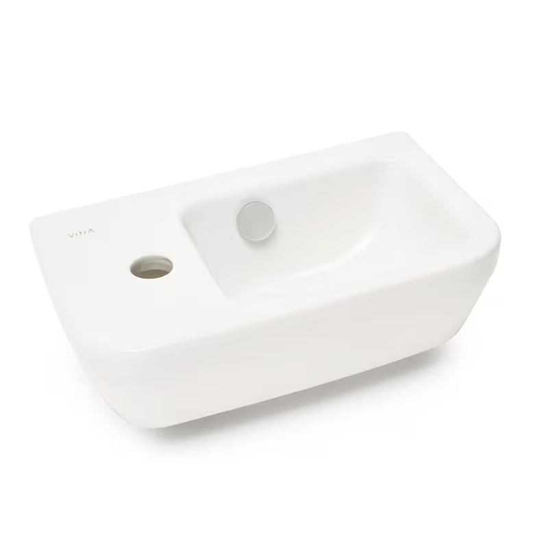 Bijeli keramički mali umivaonik Vitra Integra 37x22 cm s otvorom za pro slavinu lijevo u sjajnoj izvedbi