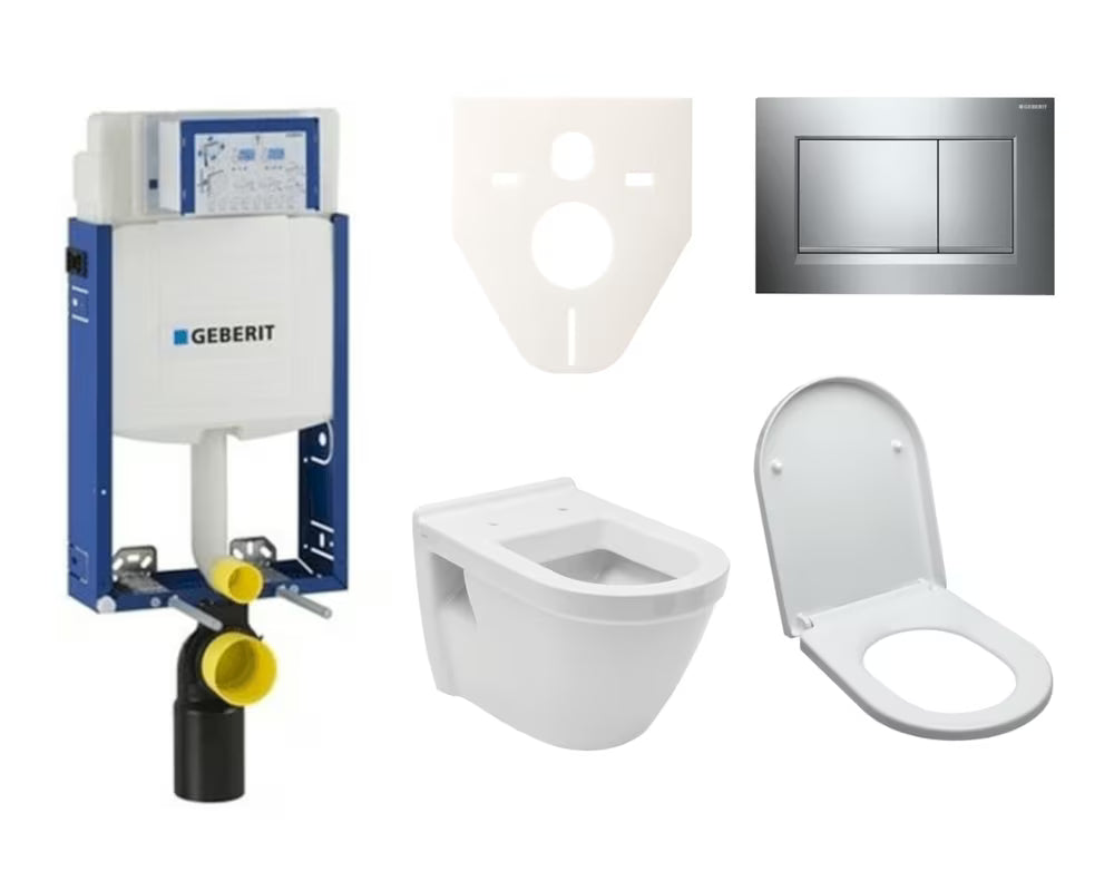 Viseći WC set vitra Integra za ugradnju u zid s modulom, vodokotlićem Geberit i sjedalom.