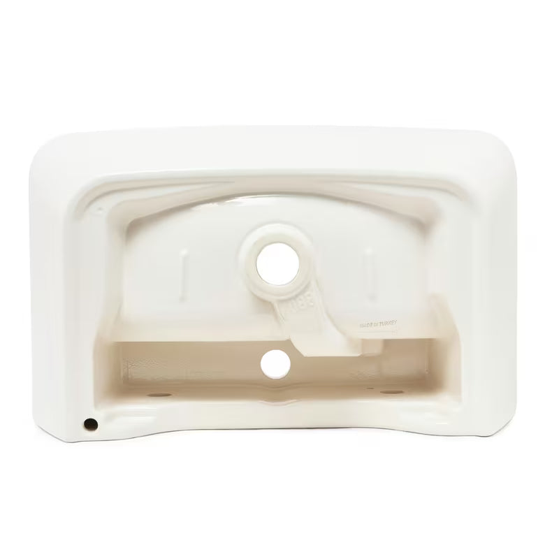 Bijeli viseći umivaonik Vitra Integra 60x36 cm od keramike s otvorom pro za slavinu u sredini i preljevom.