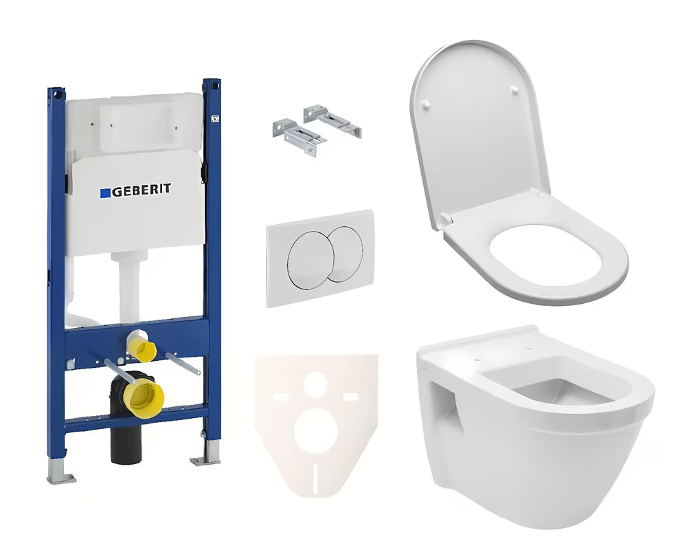 Viseći WC set vitra Integra s modulom Geberit Duofix i bijelom tipkom Delta 20