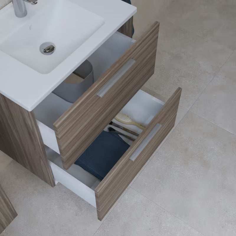 Kupaonski set Vitra Mia 59 x 39,5 cm u dekoru cordoba s ormarićem, umivaonikom, ogledalom i LED rasvjetom