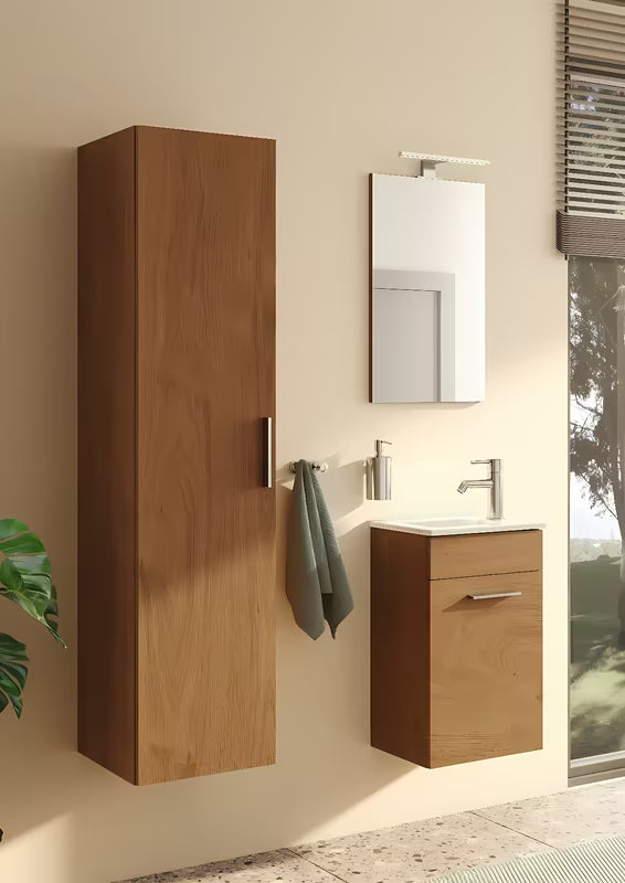 Kompaktni kupaonski set Vitra Mia 39x28 cm u dekoru zlatni hrast s ormarićem, umivaonikom i ogledalom