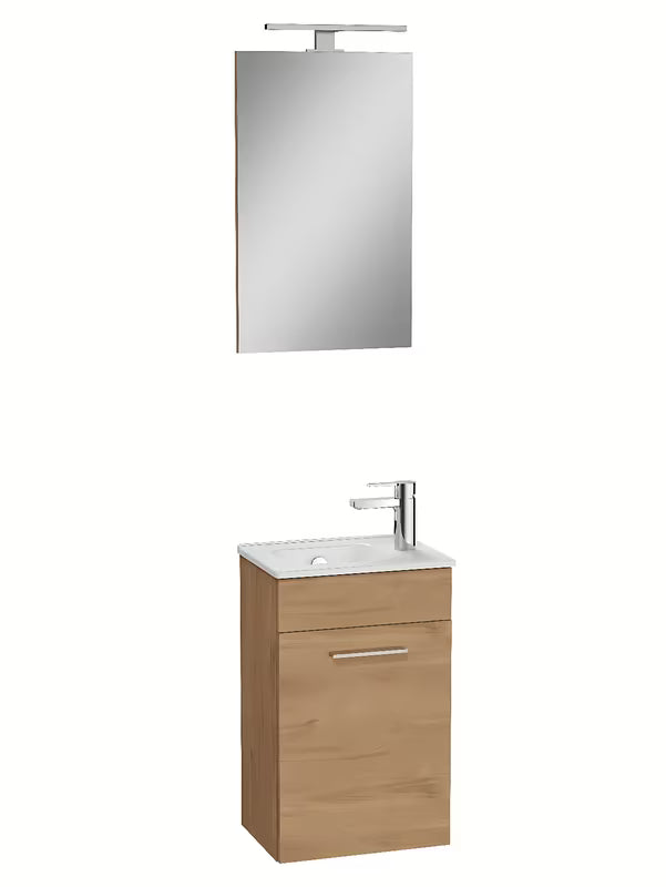 Kompaktni kupaonski set Vitra Mia 39x28 cm u dekoru zlatni hrast s ormarićem, umivaonikom i ogledalom