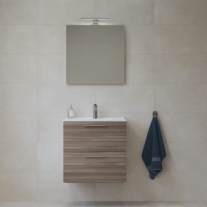 Kupaonski set Vitra Mia 59 x 39,5 cm u dekoru cordoba s ormarićem, umivaonikom, ogledalom i LED rasvjetom