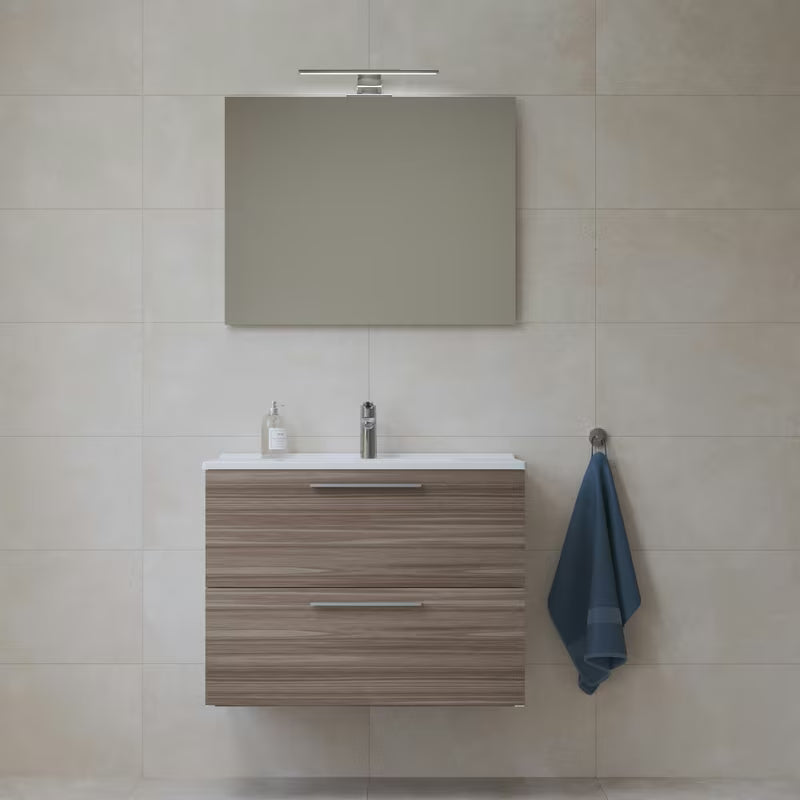 Kupaonski set Vitra Mia 79 x 39,5 cm u dekoru cordoba s ormarićem, umivaonikom, ogledalom i LED rasvjetom