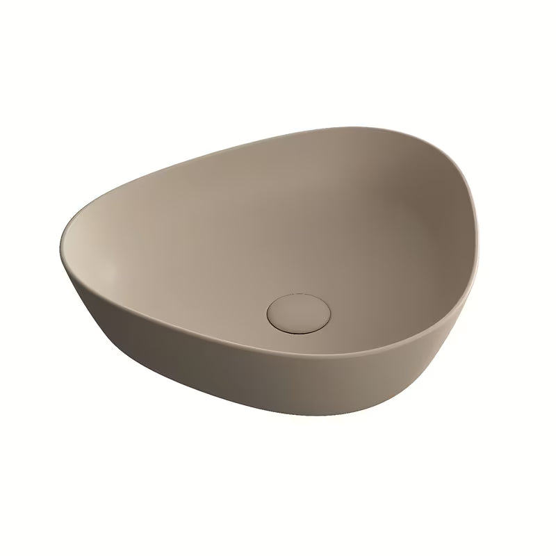 Keramički umivaonik na ploču Vitra Nuo 46,5 x 39,5 cm u boji clay beige bez otvora za miješalicu.
