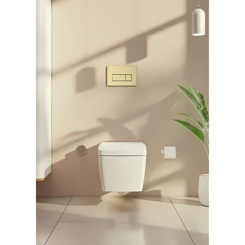 Tipka za ispiranje tipka Vitra Root Square u brušenoj zlatnoj boji s mat površinom